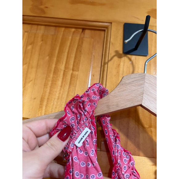 Rhode Julia Tiered Halter Maxi Dress Pink Red Printed 100% Cotton Size L - Picture 2 of 10